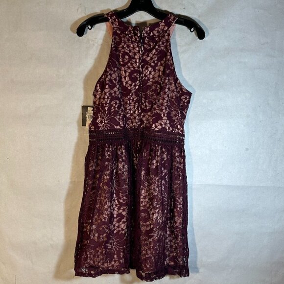 by & by dress NWT Bordeaux Size 11 Lace Sleeveless Party Red Purple Cocktail - Picture 7 of 8